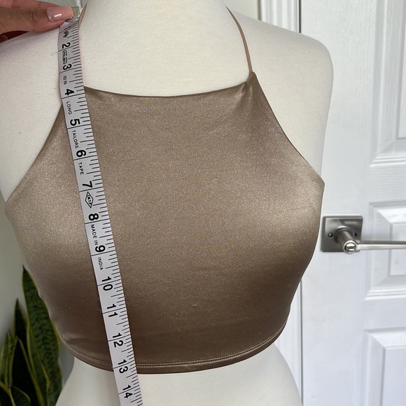 NWOT Garage Champagne Colour Open Back Thin Spaghetti Strap Dressy Crop Top Sz S - Picture 4 of 5